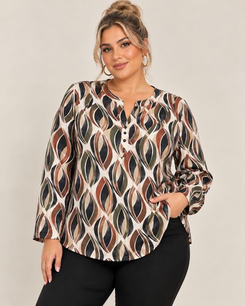 Picture of V NECK QUALITY BLOUSE BUTTONED
